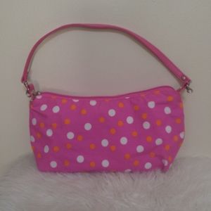 Pink, Orange, White Polka Dot Makeup/Travel Bag